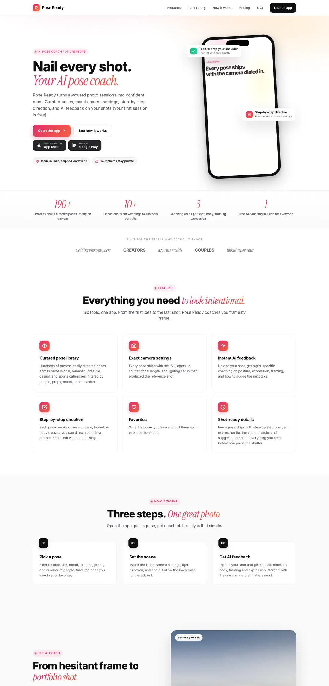 Pose Ready website