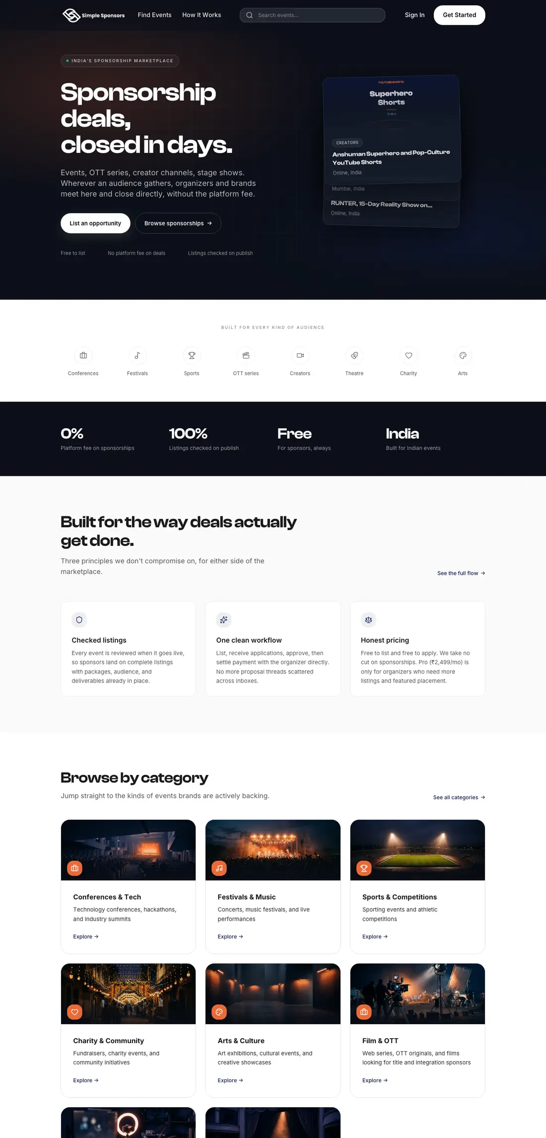 Simple Sponsors website